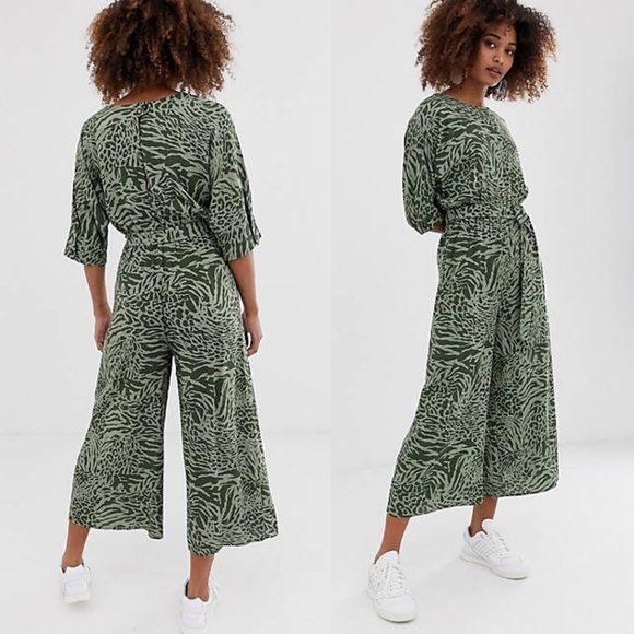 ASOS Pants - ASOS Animal Print Jumpsuit With Tie Size 14
